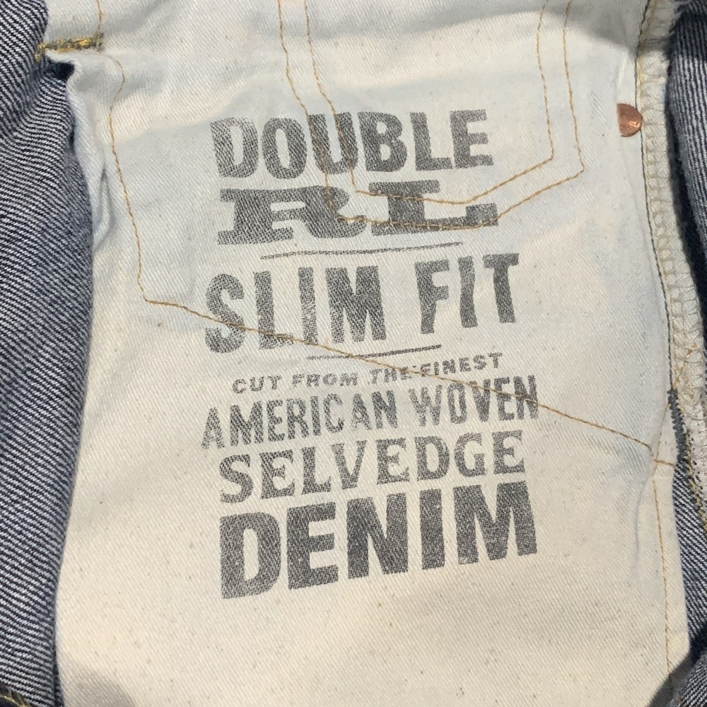Double RL Men's Slim Fit American Woven SELVEDGE Denim Jeans Button Fly- 30x30 - Picture 10 of 15